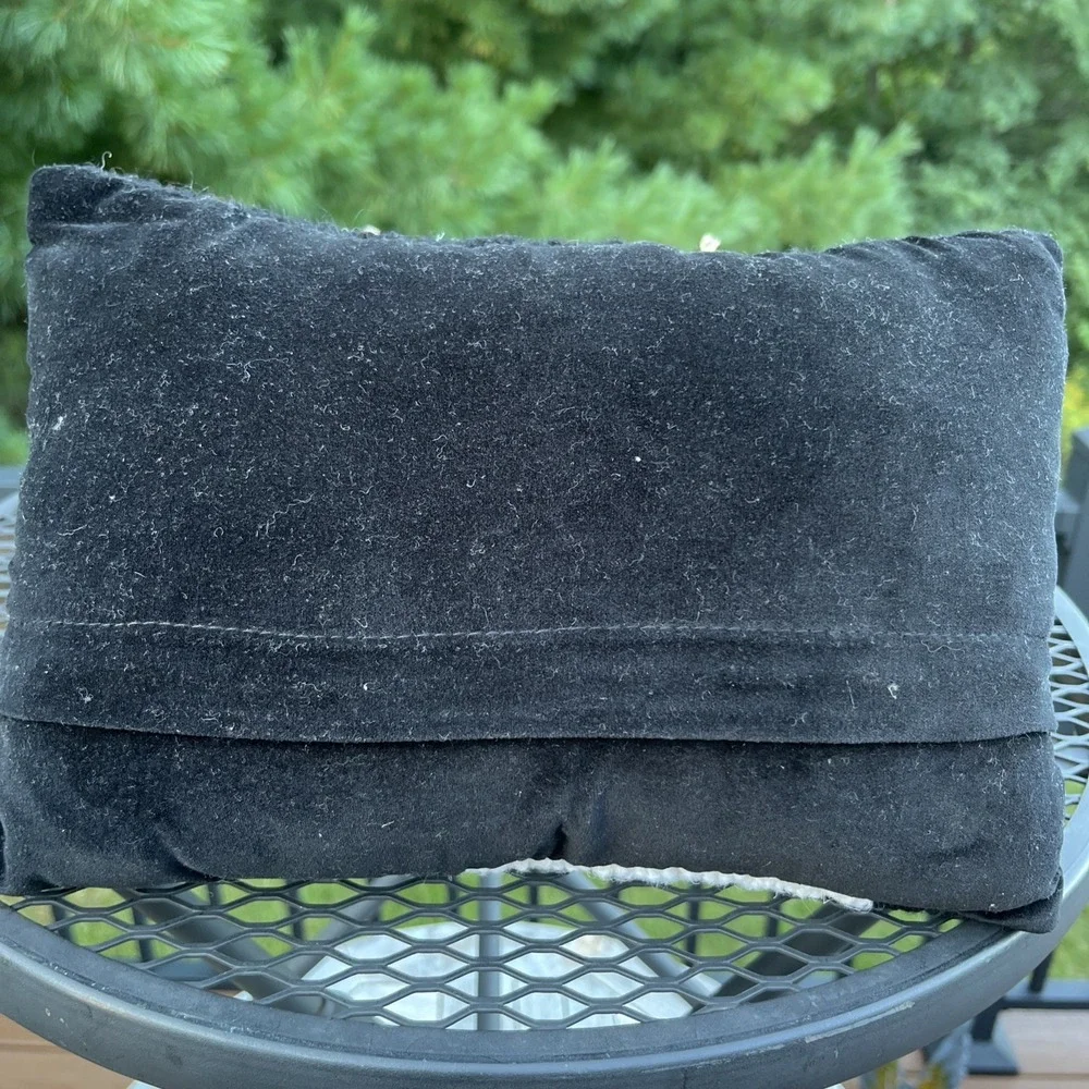 Winter Snowman Throw Pillow Artisan Hand Hooked Wool Black Festive Holiday Decor